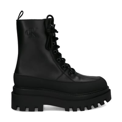 Leather Platform Boots - Black