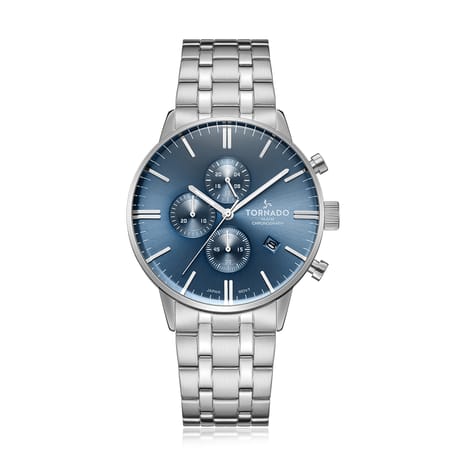 Buy Chrono Watch Silver Blue Online in Kuwait Boutiqaat