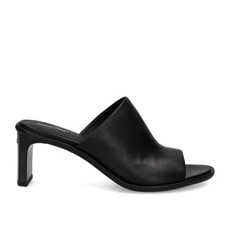 Buy Leather Heeled Mule Sandals Black Online in Kuwait Boutiqaat