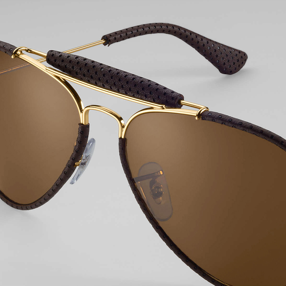 ray ban leather aviator