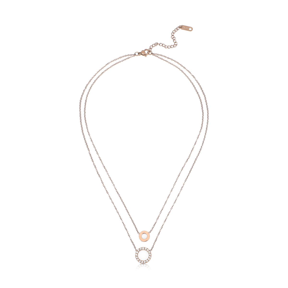 Double Circle Necklace - Rose Gold