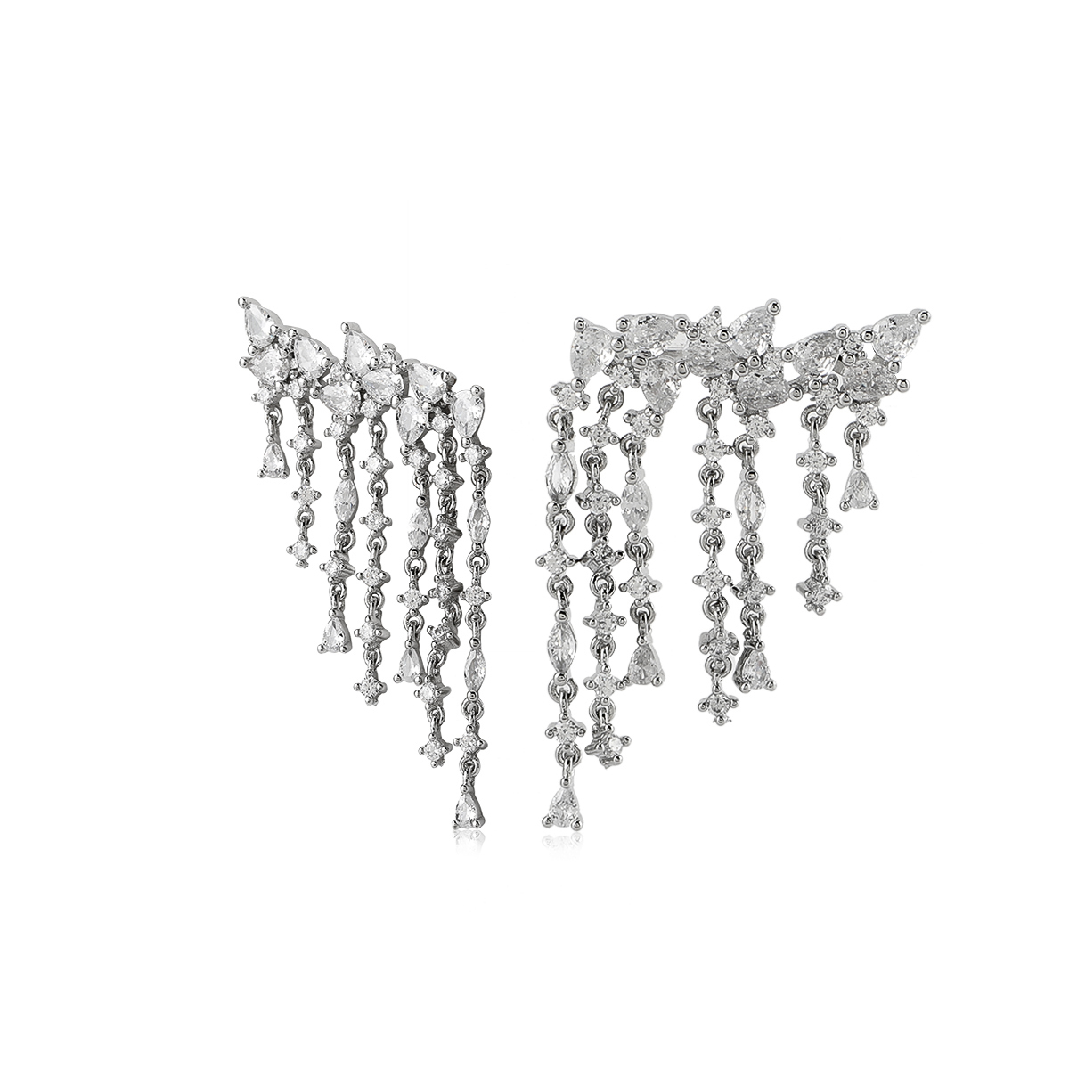 Diamond Cascade Earrings - Silver