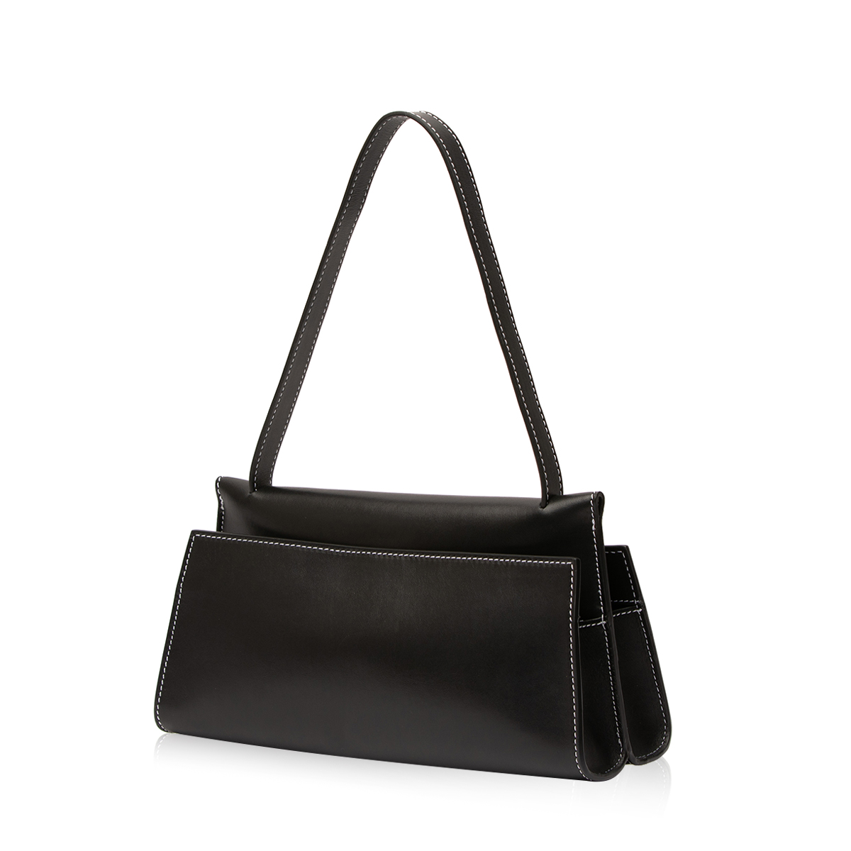 Buy Long Papillon Leather Bag - Black & White Stitches Online for