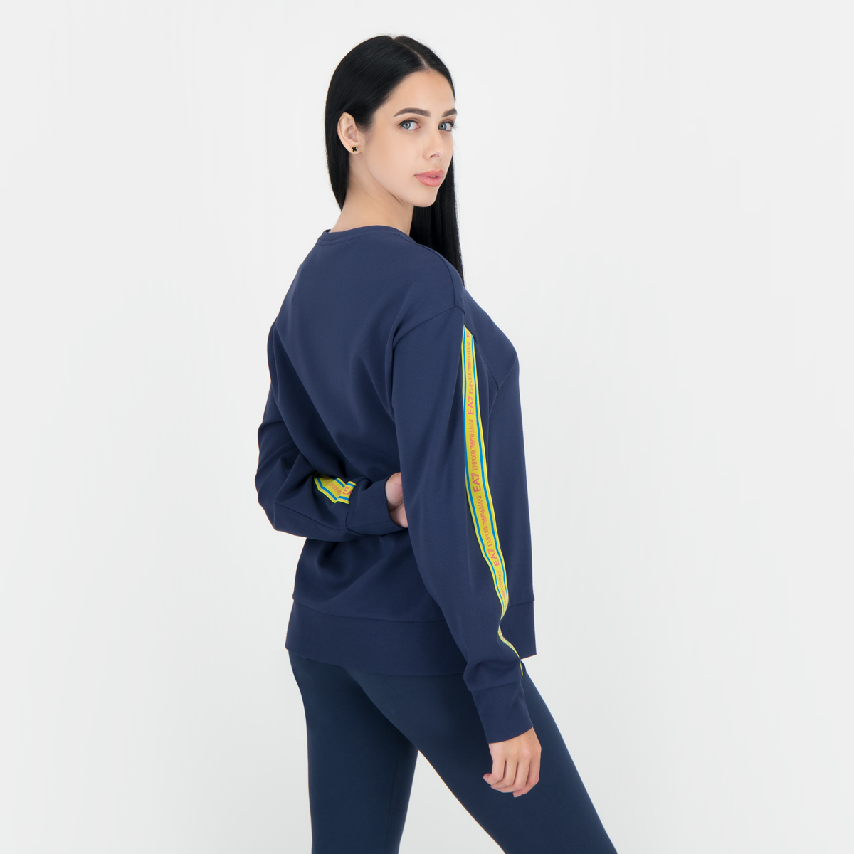 asos south beach stripe sleeve sweatshirt