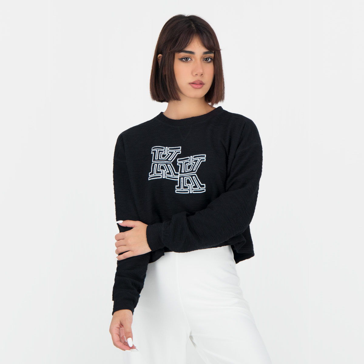 Kendall + Kylie Inside Out Sweater Black