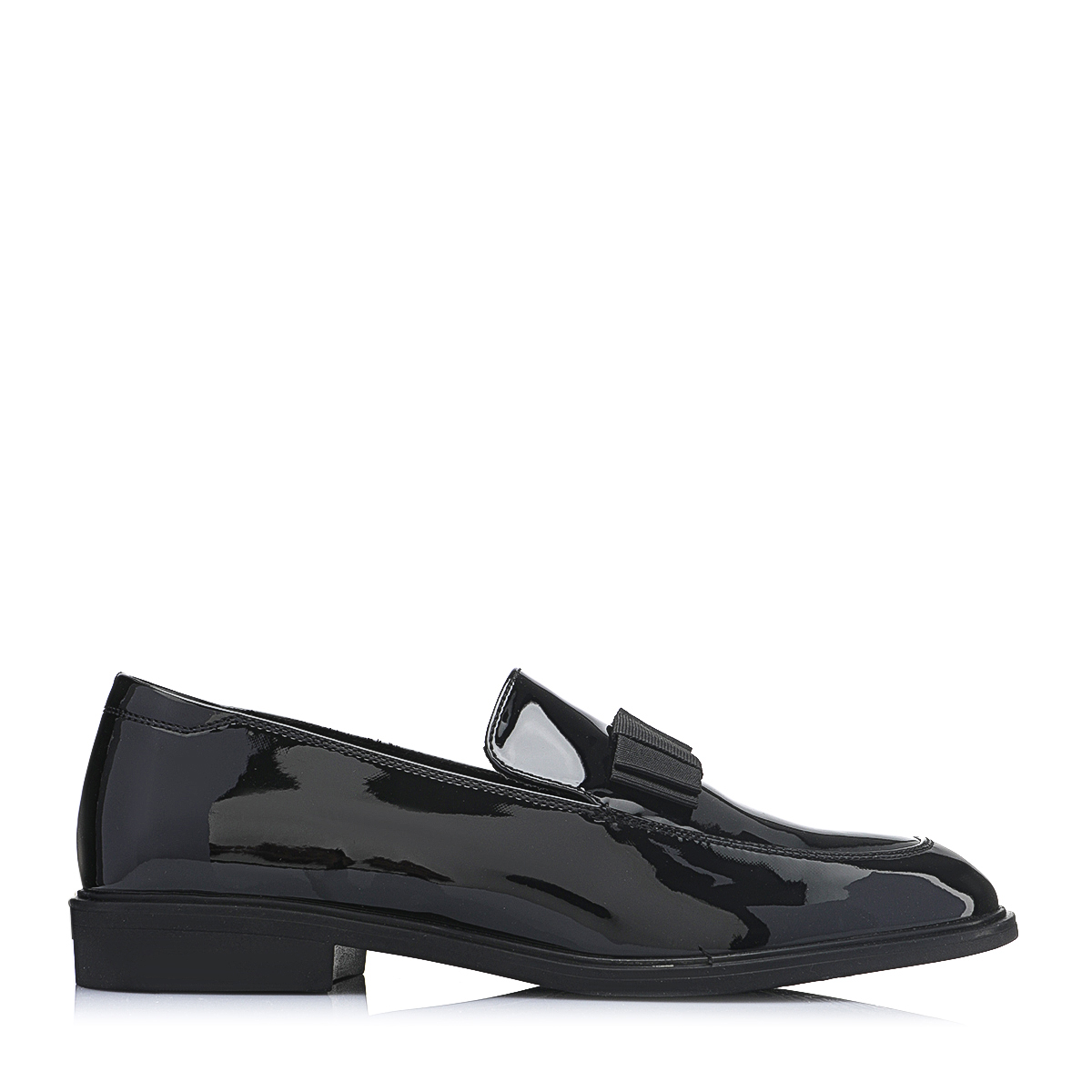 black shiny loafers