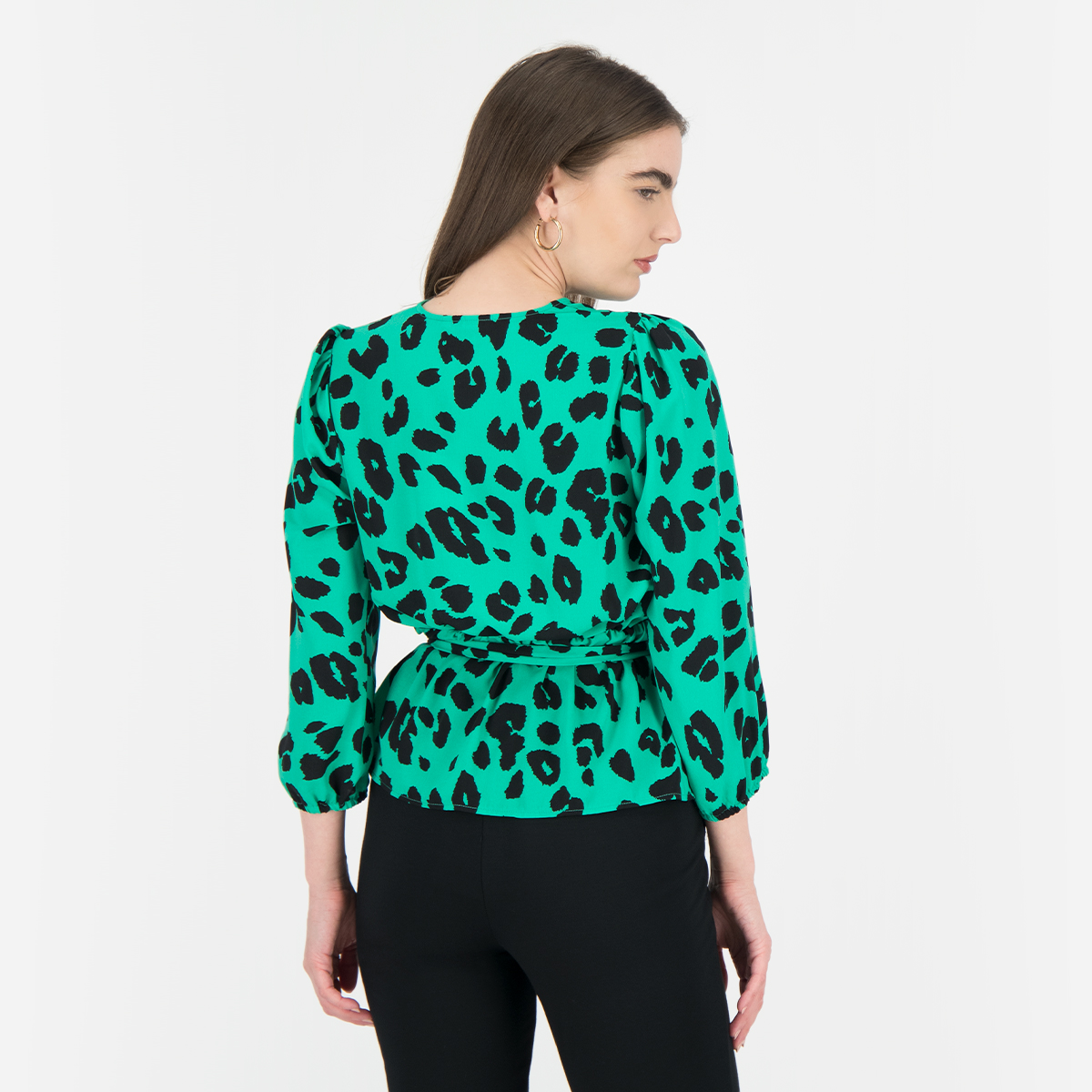 new look green leopard print blouse