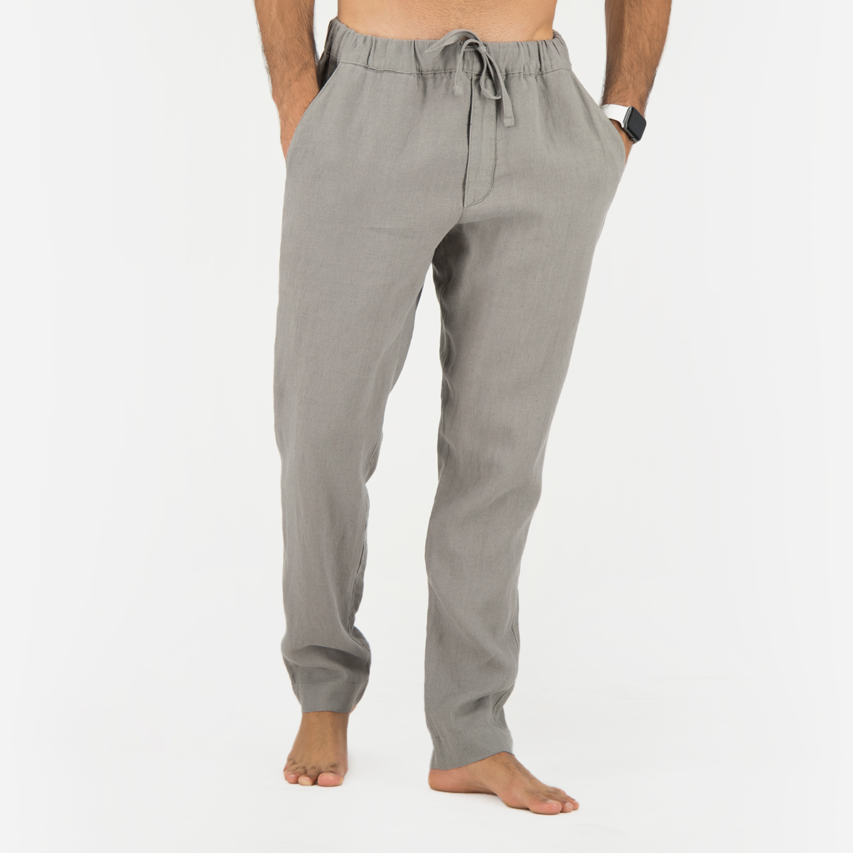 Buy Linen Wide Leg Pants Grey Online in Kuwait Boutiqaat