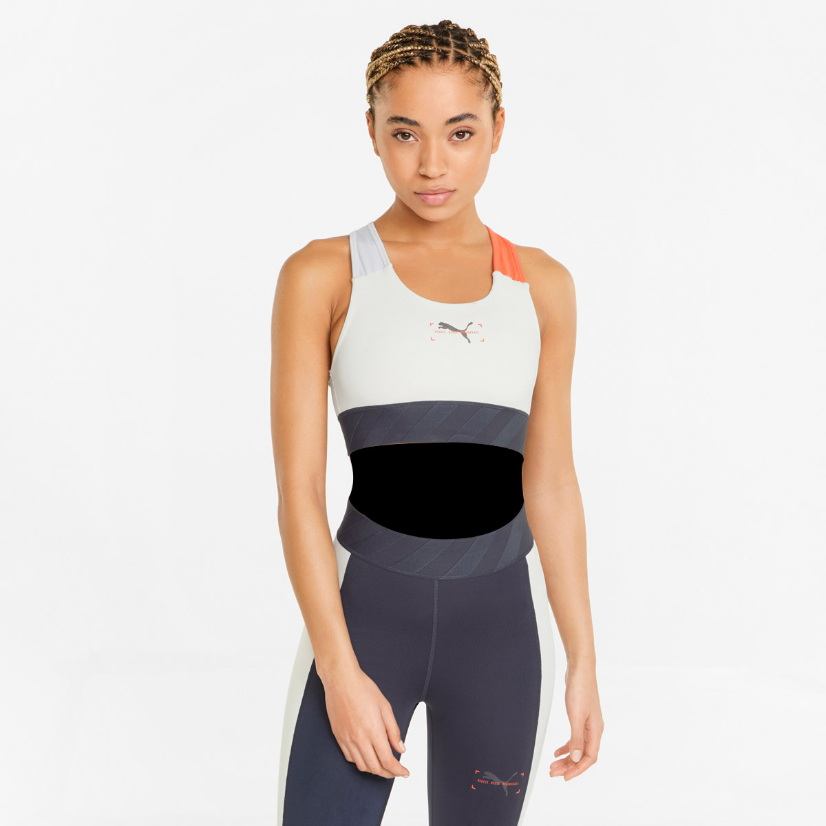 Buy PUMA Women's Mid Impact Sports Bra Blue in KSA -SSS