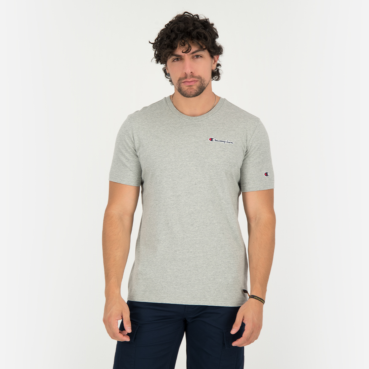 Buy Embroidered Script Logo T-Shirt - Grey Online in United Arab ...