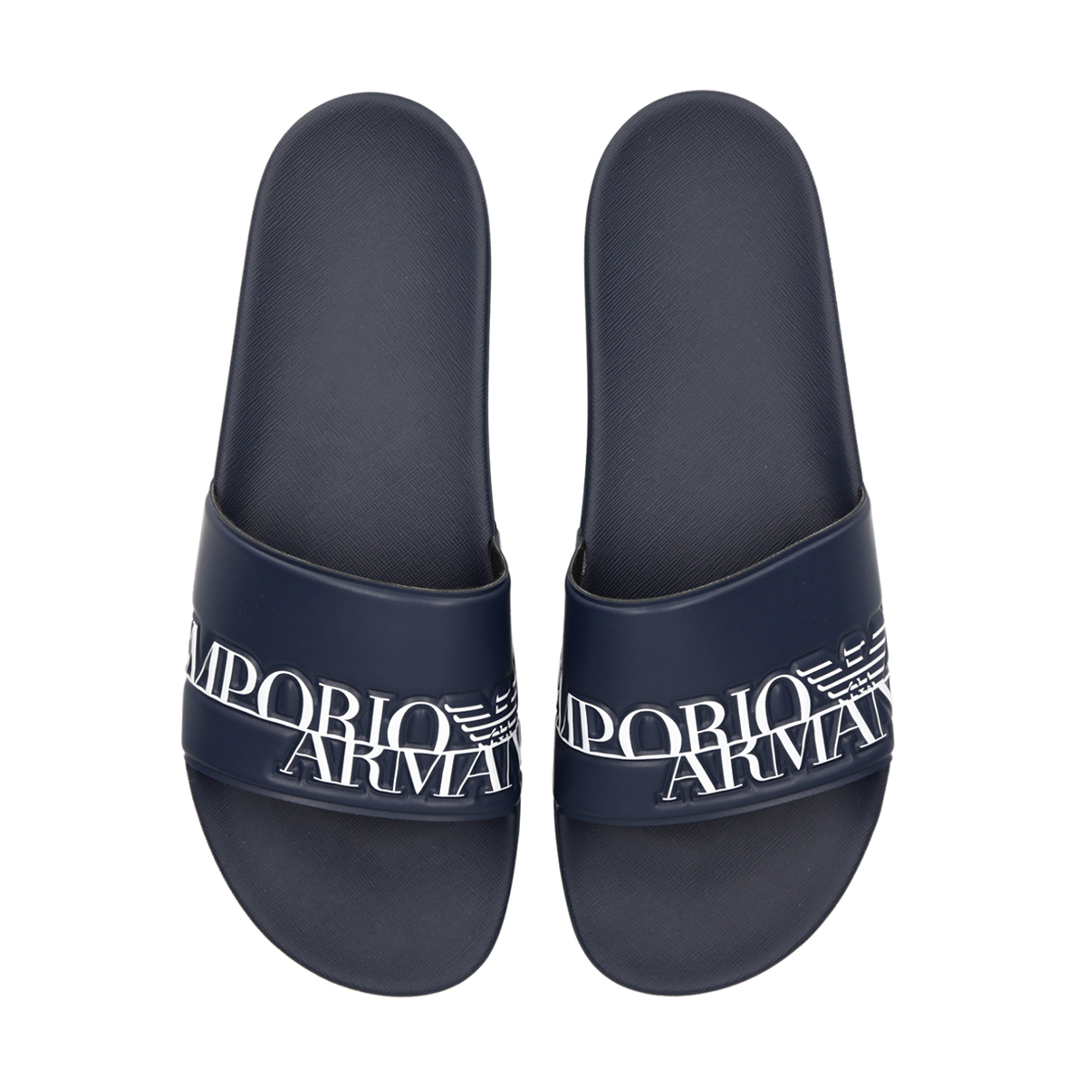 Buy Slide Sandals With Emporio Armani Logo - Navy Online in United Arab  Emirates | Boutiqaat