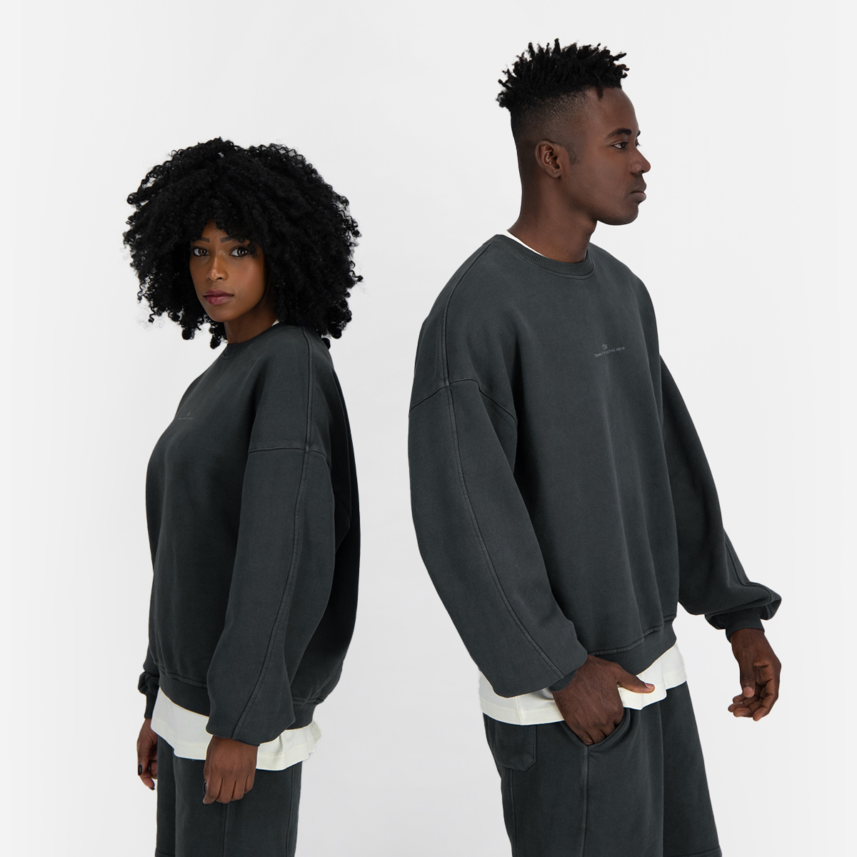 Oversized black clearance crew neck