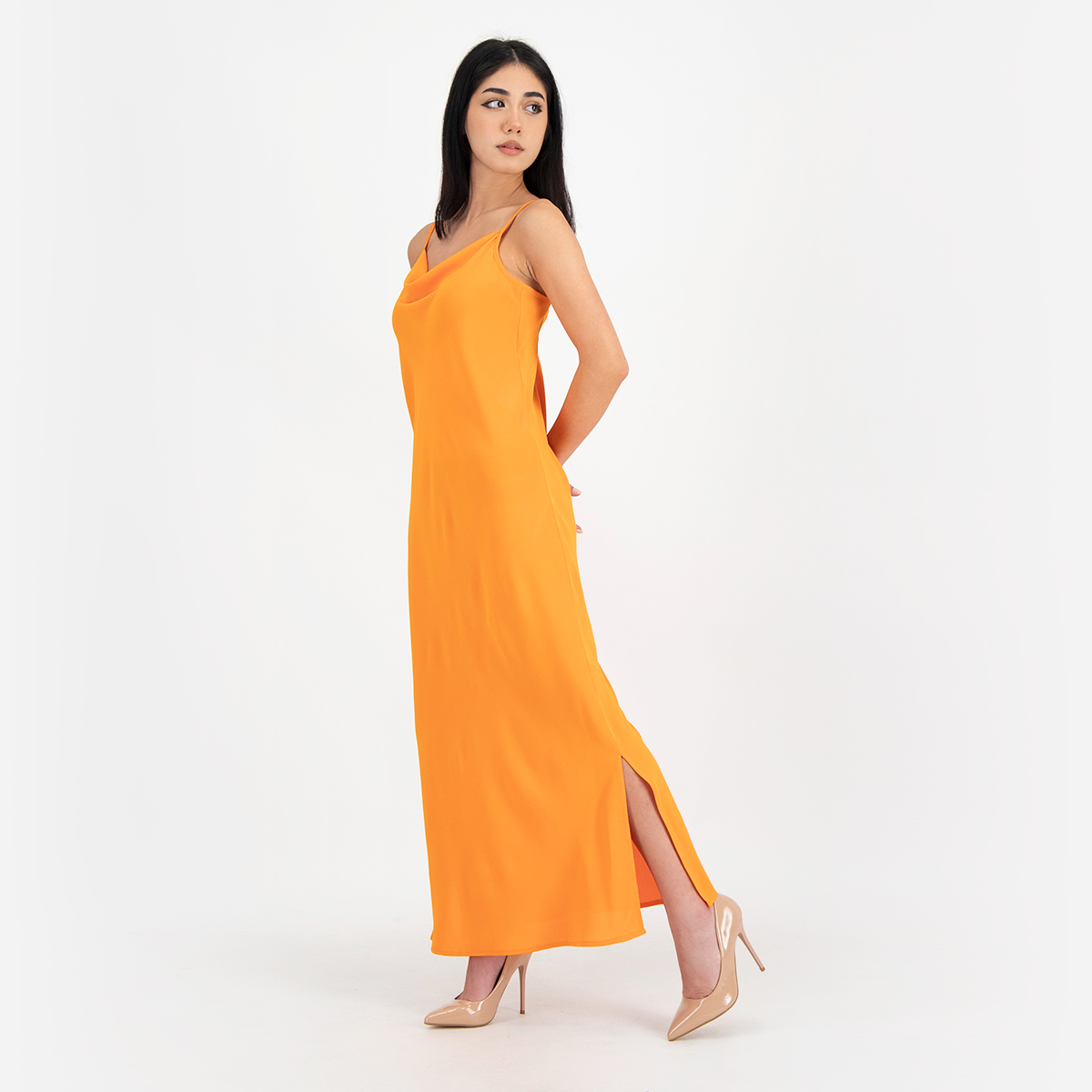 Orange shop slip dress