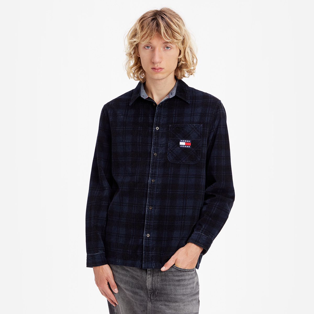 Tommy jeans check hot sale shirt