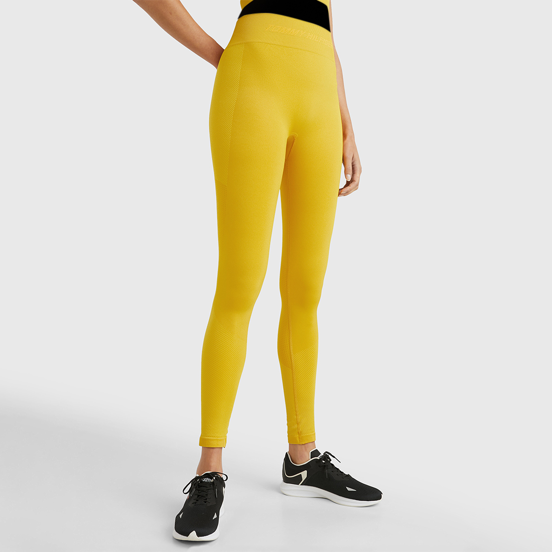 Buy High Waisted Shiny Leggings - Yellow Online in United Arab Emirates