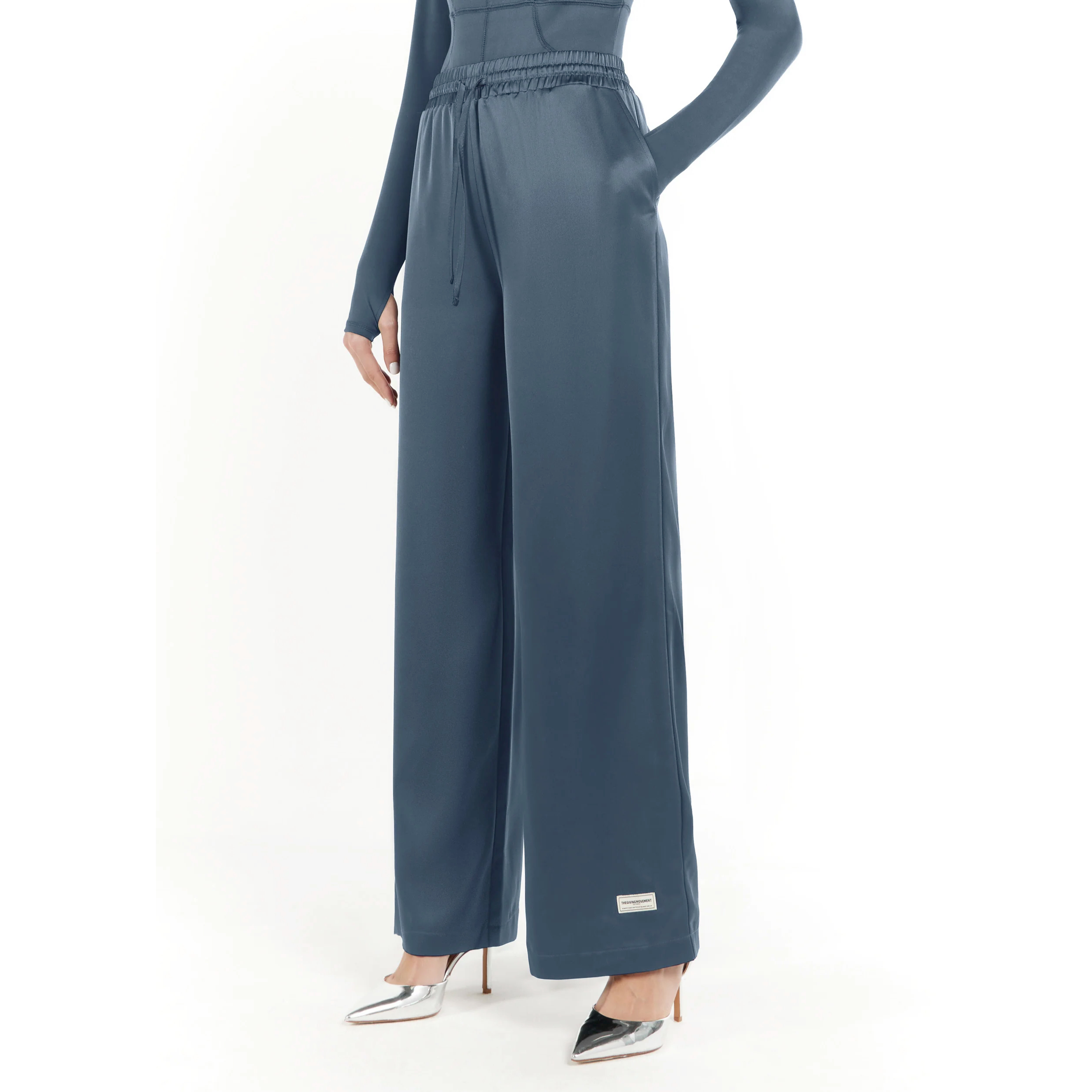 Washed Satin Wide Leg Pant