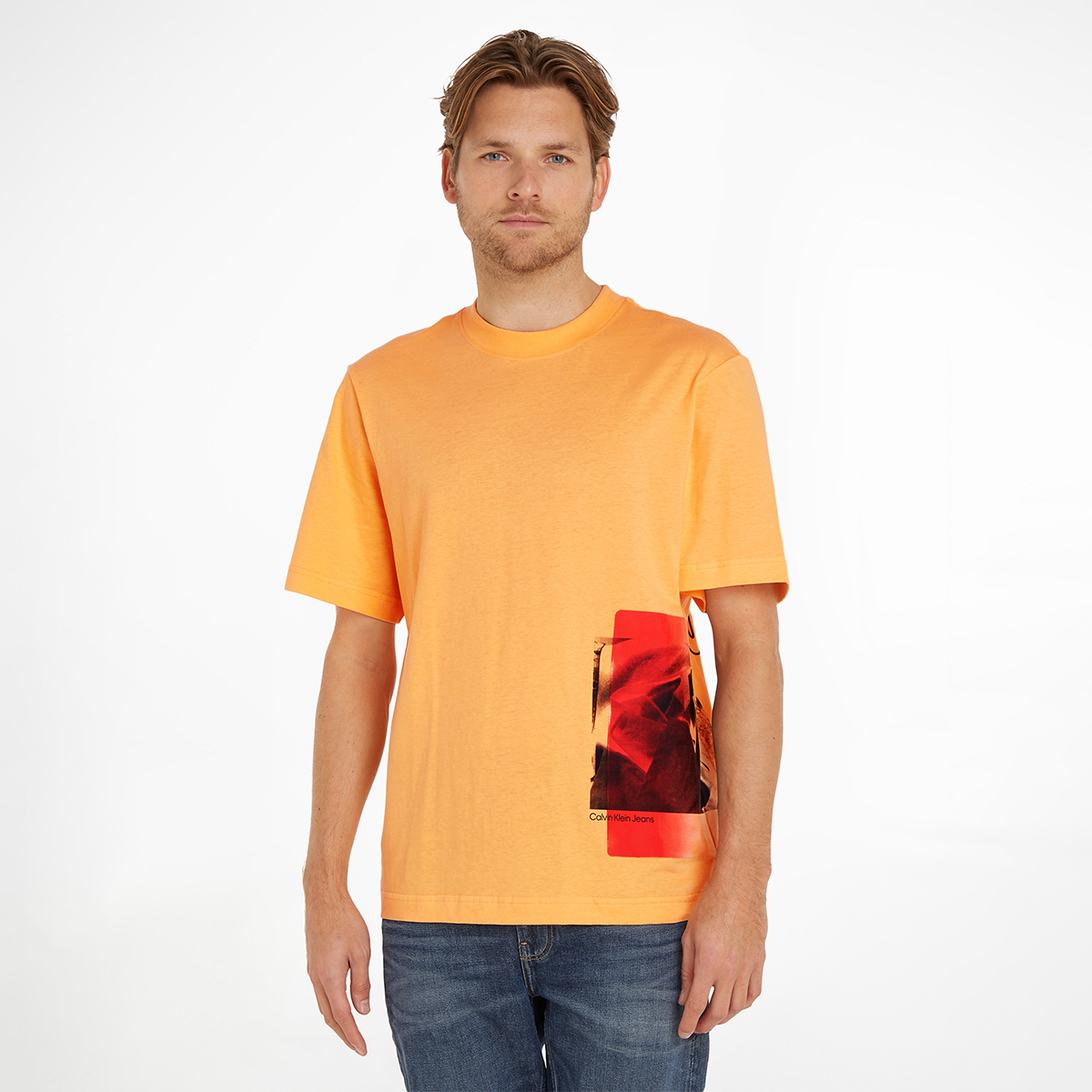 Orange calvin klein shirt sale