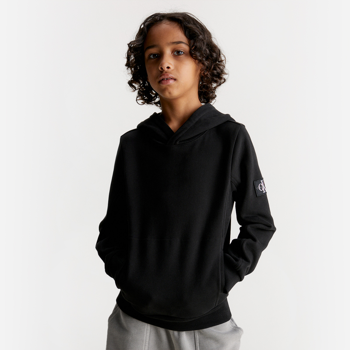 Kids Peached Terry Hoodie Black