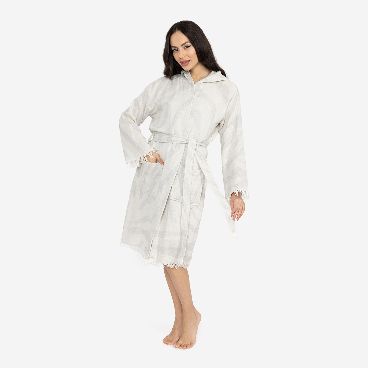 Buy Organic Cotton Robe with Hood - Grey Online in Kuwait | Boutiqaat