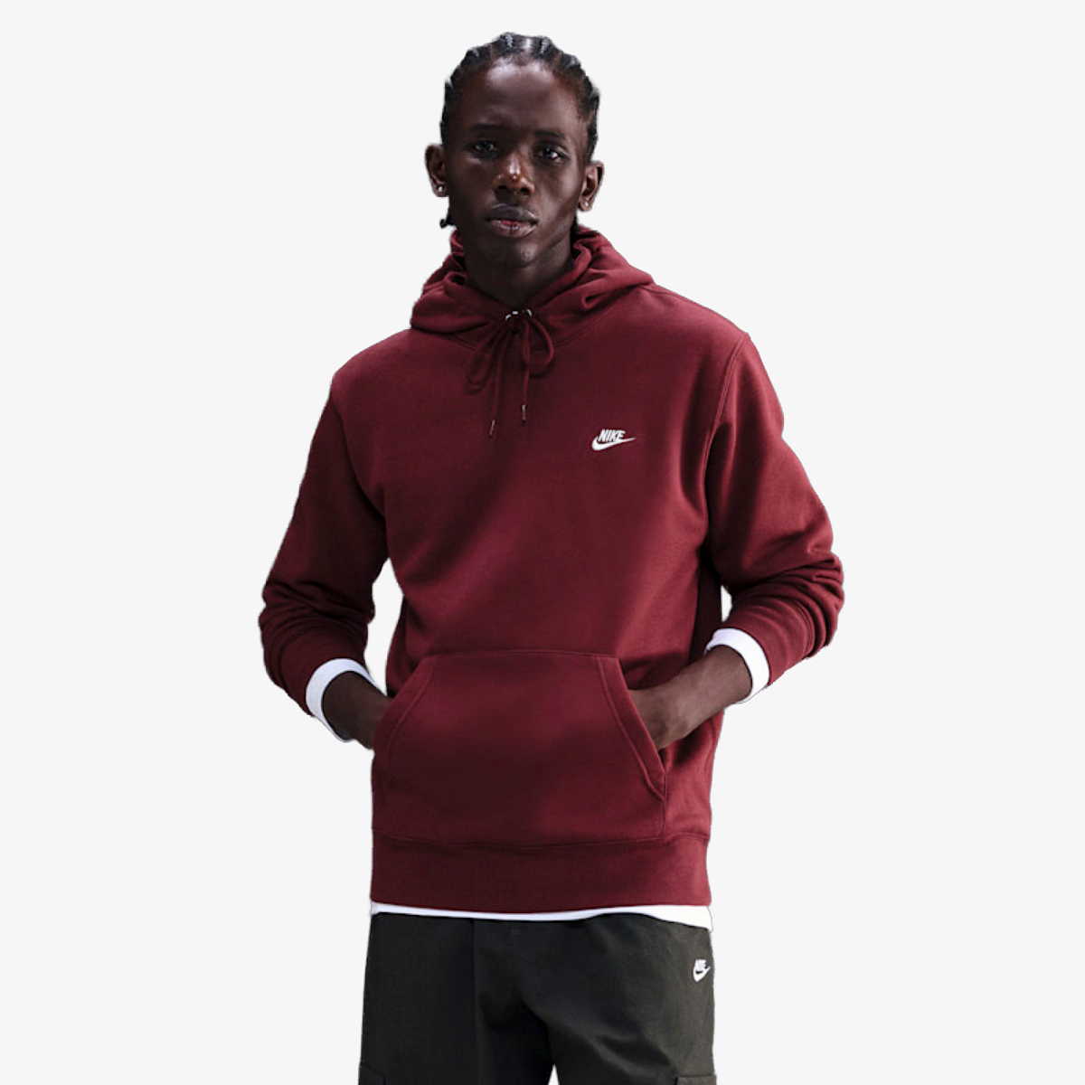nike club hoodie maroon