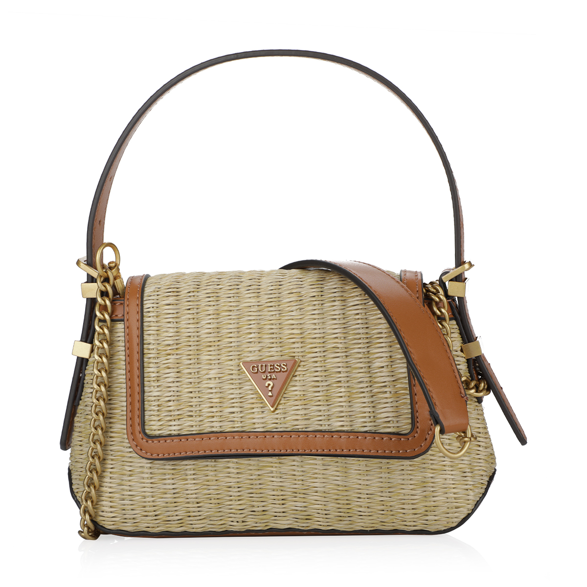 GUESS Desideria Flap Shoulder Bag, Beige Logo: Handbags