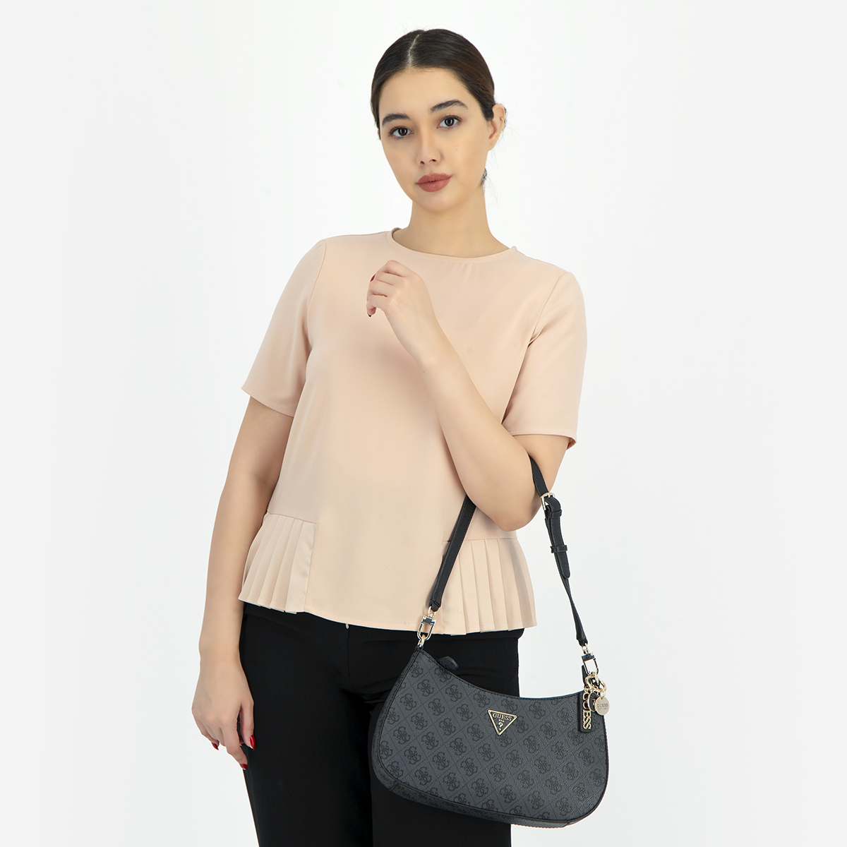 Buy Noelle Top Zip Shoulder Bag - Black Online in Kuwait | Boutiqaat