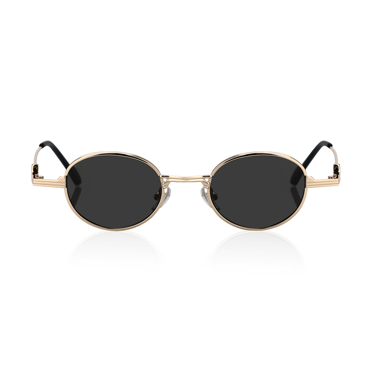 Buy Zhen Round Black & Shiny Light Gold Sunglasses Online in Kuwait Boutiqaat