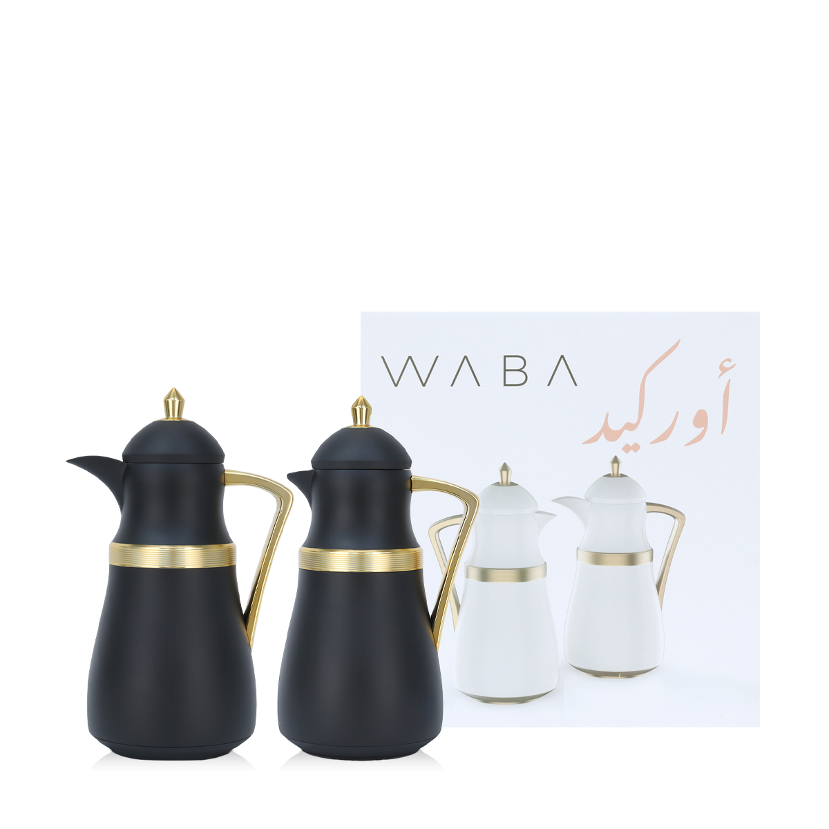 Buy Orchid Flask Set - 2 pcs - Matt Black & Gold Colour Online for