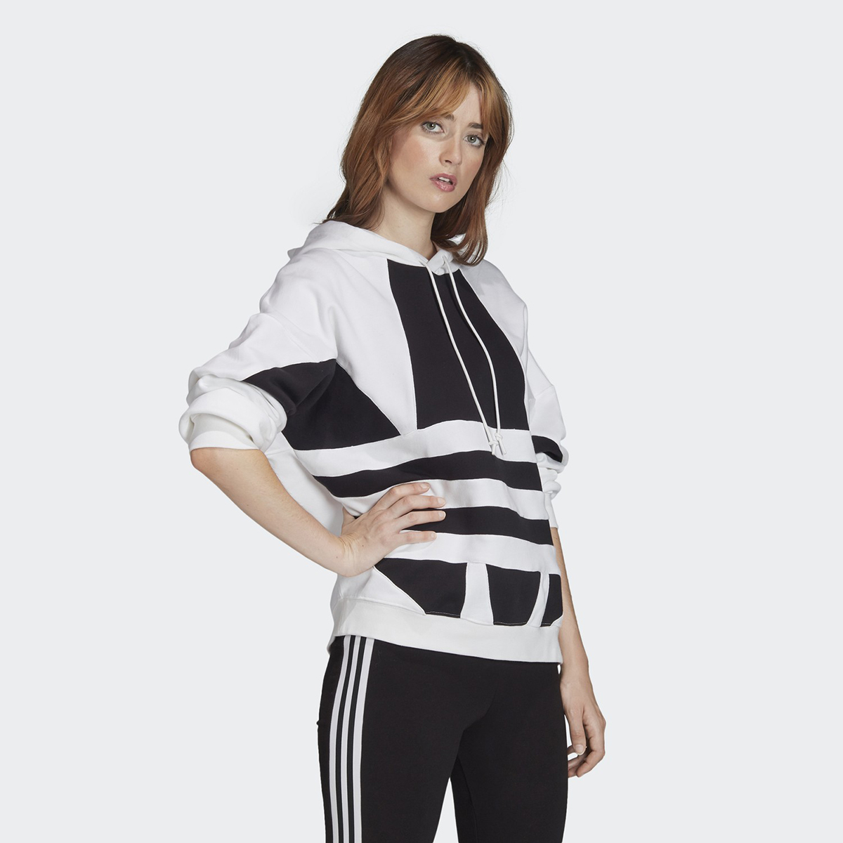 adidas big trefoil hoodie white